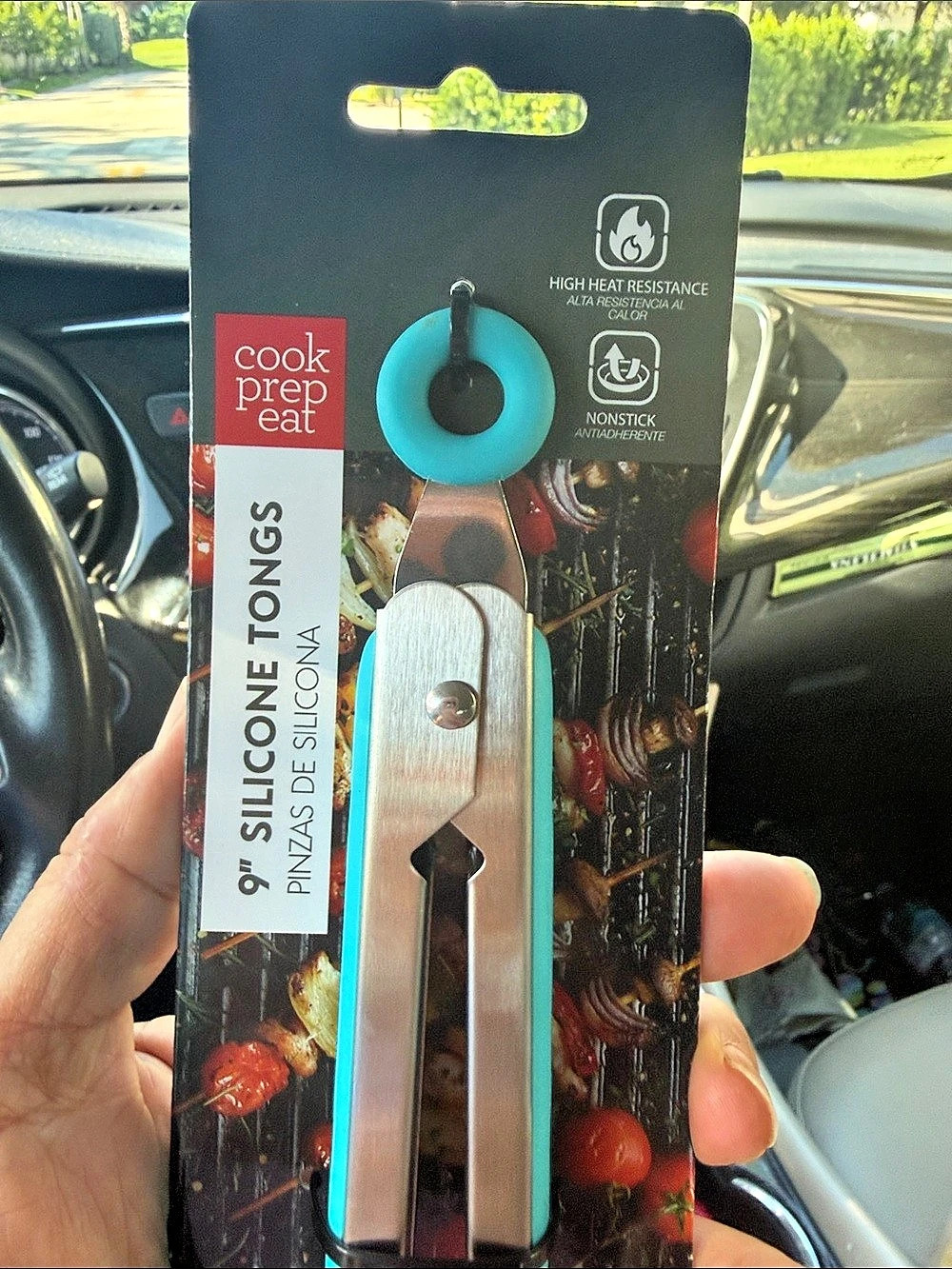 Cook Pro Eat 9" Silicone Tongs Blue & Silver NWT